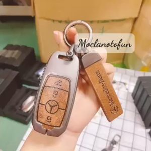 Ốp Khóa Kim Loại Xe Ô Tô GLC C200 E200 C250 350 450 300 Mercedes Chất Liệu Hợp Kim Mặt Da Bò