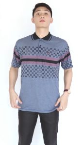 Sc - Baju Katun Motif Batik Lengan Pendek Pria Dewasa Distro - Atasan Kaos Saku Pria Kerah Polo