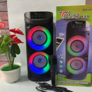Speaker Bluetooth  Bonus Mic TONIES-899 Bass Microphone Karaoke Rbg Lampu Portable Speakers Wireless