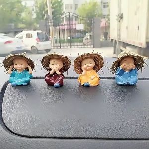 Bộ Tượng 4 Chú Tiểu Tứ Không Đội Nón Rơm Dễ Thương