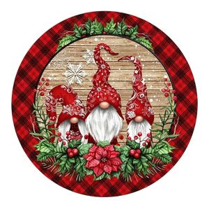 VIKAMA Ivory Crimson Conifer Bauble Ribbon Wreath Round Placemat Green Pine Red White Ball Bow Berry Flake Xmas Table Mat Chic