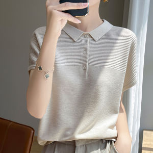 Polo Collar Lightweight Linen Women Blouse
