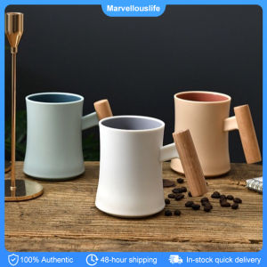 400ml Wooden Handle Mugs Nordic Plastic Coffee Cup Gargling Cup Drinkware Coffeeware Teaware Kitchen Accessories
