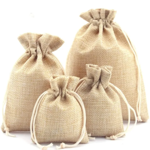 High Quality Natural Linen Storage Drawstring Bags Natural Burlap Hessia Jute Cotton Linen Gift Bags Christmas Gift Package Small Pouch Home Organize Cotton Sack