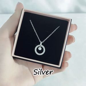 SO SEOUL Halo Open Circle with Dangle Solitaire Diamond Simulant Cubic Zirconia Pendant Necklace