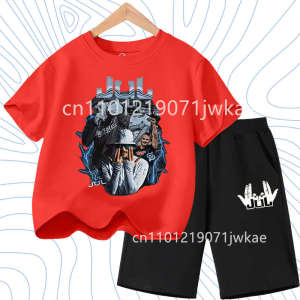 Potdemiel | 2026 Gift Boys Childrens Summer Short Sleeves Tshirt Jul T Shirt set Graphic Y2k Tops Clothing Harajuku Graphic Casual T-shirt