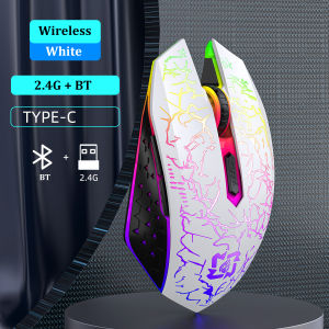 Kebidumei | RGB Color 2.4G Wireless Mouse Bluetooth 5.2 Mouse Dual Mode Gaming Mouse Rechargeable Silent Mice For PC Laptop Tablet MacBook