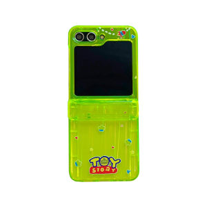 Creative Flippable Screen Samsung ZFlip7 Phone Case Green Fluorescent Three-Eyed Female Style Full Cover Protective Shell