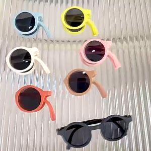 Cute Round Frame Baby Foldable Sunglasses Summer Travel Shade Kids Sun Glasses