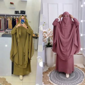 Set Dress/Set Gamis Syari+Hijab Jumbo Pet Antem Kode WASIMA Bahan CerutI Babydoll By Ory AjeZas Coll