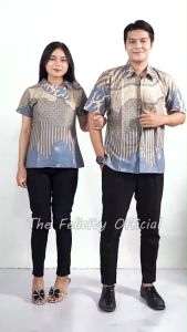 felicitybatik - Blouse Batik Wanita Modern Berkerah Besar Batik Kantor Couple Seragam Batik Simple [ awan ]