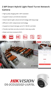 Hikvision DS-2CD1321G2-LIUF/SL IPC 2MP INDOOR TURRET NETWORK CAMERA TWO-WAY AUDIO