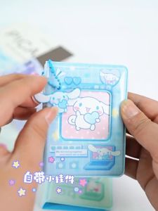 Pink &Beige Mini 3 นิ ้ วอัลบั ้ มภาพ 32 ช ่ องสําหรับ KPOP Star Lomo Card Photocards Collection น ่ ารัก Mini Storage Book