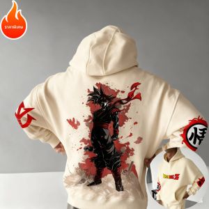 เสื้อฮู้ดลายดราก้อนบอล ซุนโกคู ไซย่า สไตล์ฮาราจูกุ แฟชั่นสตรีทแวร์ ฤดูใบไม้ร่วง ผู้ชายวินเทจ เสื้อฮู้ดฤดูหนาว ผู้หญิง ทรงโอเวอร์ไซส์ เสื้อฮู้ดแขนยาว