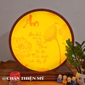 Đèn Thờ Hào Quang In Tranh Trúc Chỉ Hoa Sen Chữ An Trang Trí Bàn Thờ Gia Tiên Treo Cùng Tượng Phật TC-HQ-234