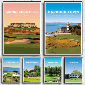 Golf Links Poster Aesthetic Nordic Minimalist Travel Landscape New York Golf Course Canvas Print Wall Art Home Decor Room Gift