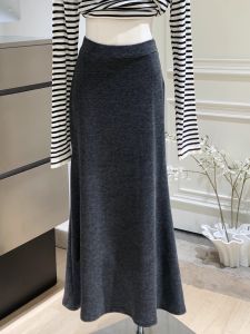 High Waist Fish Tail Skirt Womens Loose Lazy Style Elastic Waist Slimming Spring Autumn Long Skirt Fashionable Ensemble