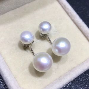 [Lan Chu] Qiao Meis Same Freshwater Double Pearl Earrings Zhuji Natural Real Pearl Sterling Silver Double Bead Earrings