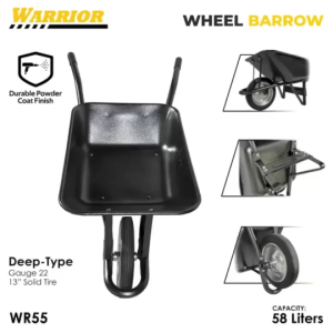 Unicorn Heavy Duty Wheel Barrow Cart For Gardening And ContructionsIndustrial Wheel barrow Deep-Type 14inch Solid Tire 65 Liters Capacity Garden Cart Trolley