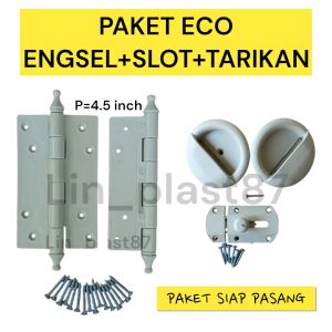 PAKET ENGSEL + SLOT + TARIKAN PVC PLASTIK PINTU KAMAR MANDI ECO MURAH