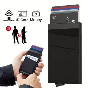 News Mens Minimalist Design Anti-Theft RFID Blocking Pop-Up ID Credit Card Holder Business Wallet