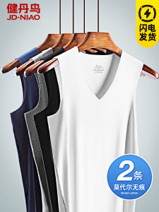 Ice Silk Modal Mens Vest Seamless Thin Sleeveless Large Size Summer Sport Sweatshirt Fashion Urban Standard Fit V-Neck T-Shirt