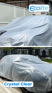 Cover Mobil Crystal Clear Ecolite Keiko - Anti Air / Body Fit / Custom Ukuran Mobil - Waterproof 100% Anti Air Awet Tahan Lama Outdoor Bodyfit Tahan Hujan Debu Aerio Hatchback Sedan Vitara Blazer Lancer Harrier Honda CRZ Keiko