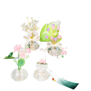 Modern Art Crystal Ball Decoration Car Dashboard Decorative Accessories Home Desktop Simulation Crystal Flower Bouquet