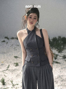 SHAOYEYAN | Áo Thun Cropped Cổ Yếm Phong Cách Miu Intellectual Mùa Hè