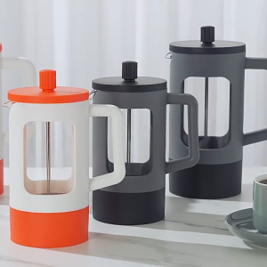 French Press Coffee Maker 600ml Glass Coffee Pot with Triple Filters Coffee Brewer Portable