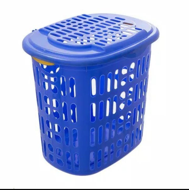 Keranjang baju kotor plastik + tutup/loandry basket/tempat baju/pakaian kotor murah