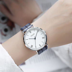Authentic Julius New Womens Watch British Retro Plaid Woven Belt Watch Female Student Korean Style Simple Quartz Watch