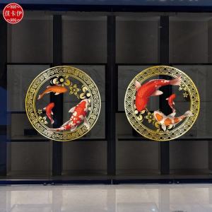 New Chinese Style Static Adhesive Sticker Shop Glass Door Anti-Collision Decal Lucky Carp Window Flower Feng Shui Character Decor