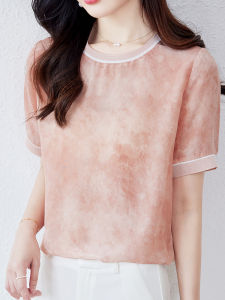 NVSHENJI | Silk T-Shirt Womens Authentic Hangzhou Mulberry Silk Patchwork Summer Loose Short Sleeve Half Sleeve Top Fashionable Business