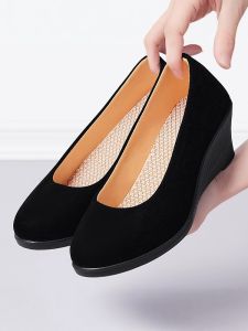 JYHOME | Height Increasing Soft-soled Black Wedge Womens Shoes