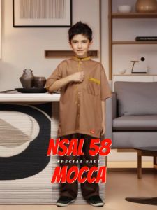 BAJU STELAN ANAK LITTLE BOY NIBRAS NSAL 58 MOCCA / BAJU KATUN ANAK SET ATASAN & CELANA UMUR 1 TAHUN FRESH & CUTE