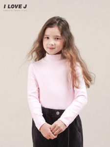 Áo Thun Cổ Cao ILOVEJ Basic Style Cho Bé Gái Áo Thun Cotton Dài Tay Màu Trơn Mùa Đông Áo Thun Trẻ Em