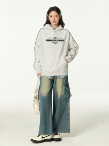 Gbiaior | Casual American Style Letter Printed Hoodie Loose For Couples