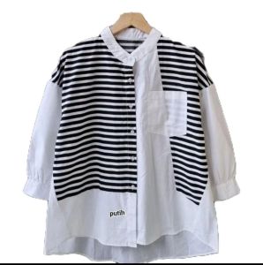 Poppy tunik #9391 kombinasi katun salur elle mix polo linen