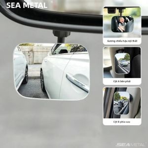 SEAMETAL 2 Chiếc HD Gương Phụ Ô Tô Điều Chỉnh 360 Độ Góc Rộng Lồi Chiếu Hậu Không Gọng Nội Thất Tạo Kiểu Phần