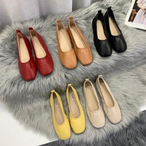 Soft Leather Slip-On Flat Shoes Womens Grandmother Style Spring Autumn New Model Comfortable Fairy Single Shoes Fashionable Casual Footwear
