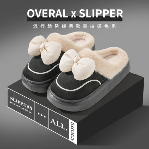 Dép Cotton Dày Mùa Đông 2025 Cho Nữ Dép Da Chống Thấm Nước Có Thắt Lưng Thắt Nút Bông Dễ Thương Dép Mặc Nhà Thoải Mái