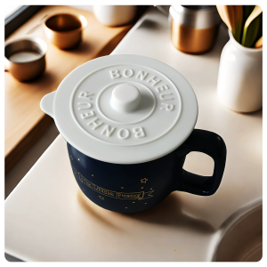 Simple round Silicone Lid Dustproof Korean Letter Universal Mug Glass Cup Cover Retro Style for Home And Office Use