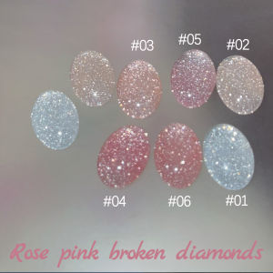 1-6pcs TC 2025 New Pink Naked Rose Crushed Diamond Gel Nail Polish Sparkling Explosion Flash Crystal Nail Art Shop Special