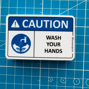 Caution. Wash Your Hands. Hygiene Clean Protect From Germs. Premium Sticker Sign Warning Danger Signage Safety Label.
