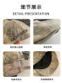American Retro Apocalyptic Style Women's Beret Hat Spring Summer Versatile Face Slimming Backward Cap Flat Top Casual Hat. 