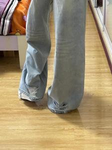 กางเกงยีนส์ทรงหลวมสไตล์อเมริกันสำหรับผู้หญิง กางเกงขายาวทรงขากว้าง ทรงหลวม ทรงขากระบอกเล็ก ทรงหลวม กางเกงยีนส์ทรงขากระบอกเล็ก