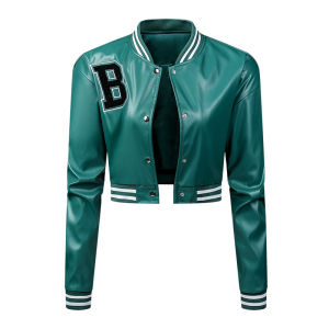 Áo Khoác Bóng Chày Da PU Xe Máy Phong Cách Đường Phố Áo Khoác Da PU Thường Ngày Cho Nữ Mùa Thu 2023 Áo Khoác Ngắn Dáng Rộng