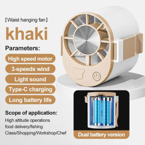 Portable Waist Fan Rechargeable Hands-Free Clip-on Fan 3-Speed Quiet Cooling Blower for Outdoor Working Camping Travel Summer