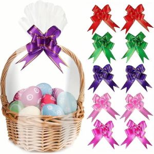 10/30/50Pcs Large size clear cellophane bag with colorful ribbon for basket gift wrapping Halloween Christmas Thanksgiving